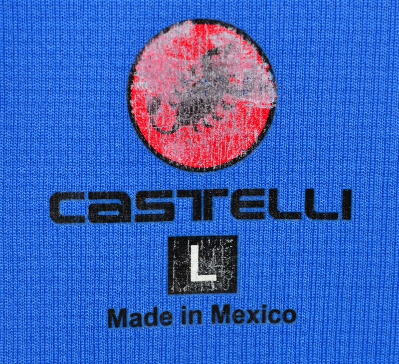 Castelli Men's Large Full Zip Sleeveless Blue Scorpion Triathlon Cycling Jersey