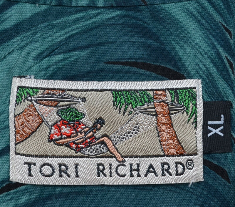 Tori Richard Men's XL Drinks Cocktails Floral Rayon/Viscose Hawaiian Aloha Shirt