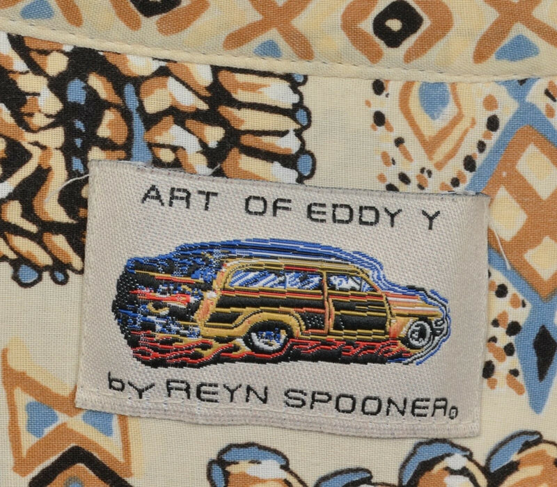 Reyn Spooner Men's XL? Tiki Pattern Art of Eddy Y Vintage Hawaiian Aloha Shirt