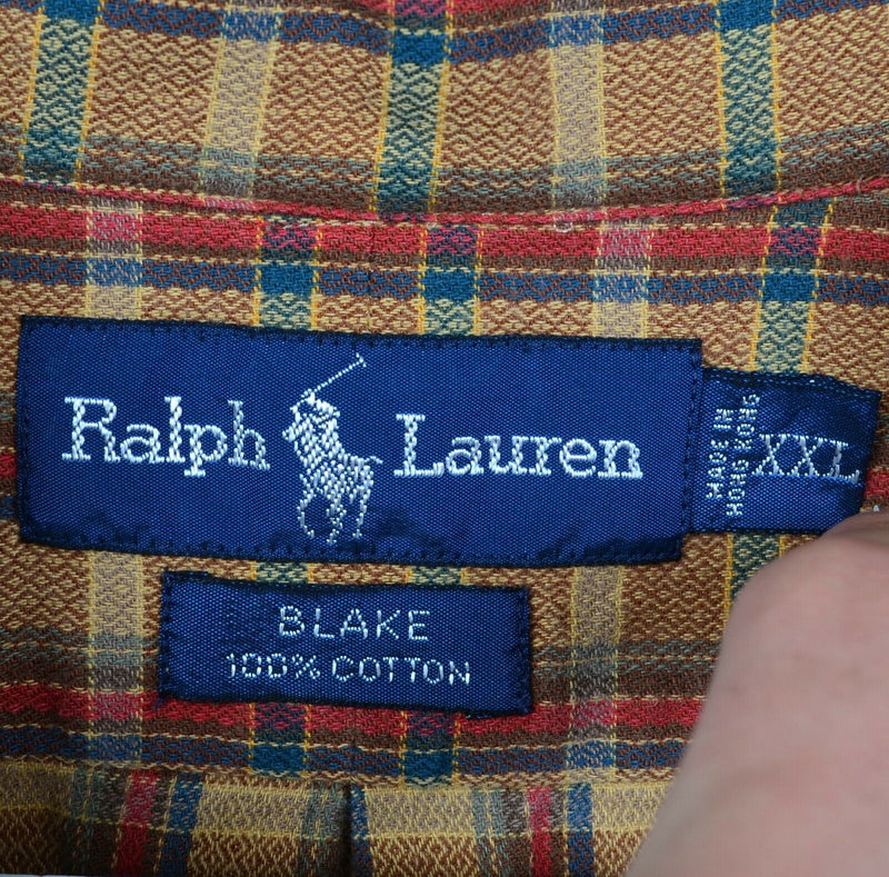 Polo Ralph Lauren Men's 2XL Blake Brown Red Green Plaid Button-Down Shirt