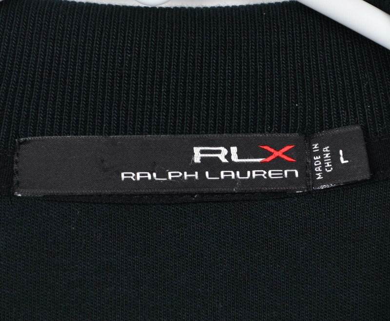 RLX Ralph Lauren Men's Large Black White Logo Stripe Full Zip Track Jacket