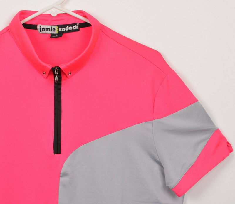 Jamie Sadock Women's Large Hot Pink Half-Zip Colorblock Golf Polo Shirt