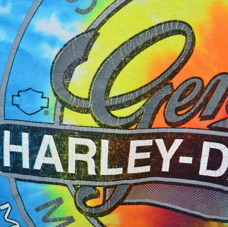 Vintage 90s Harley-Davidson Men's L/XL Tie Dye Colorful Single Stitch T-Shirt