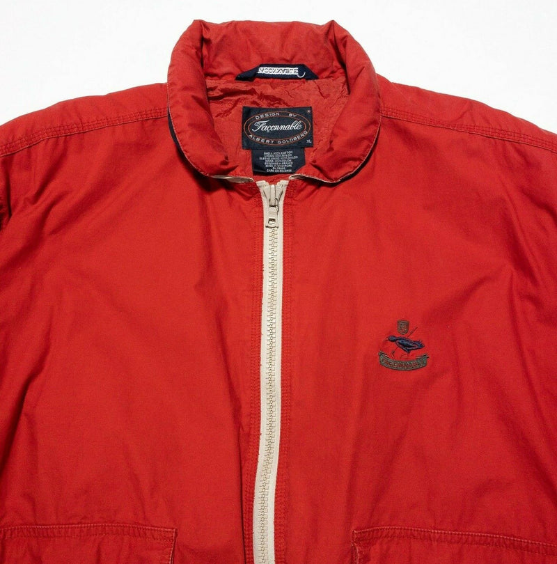 Faconnable Jacket Men's XL Vintage 90s Albert Goldberg Red Bird Logo Zip Hooded
