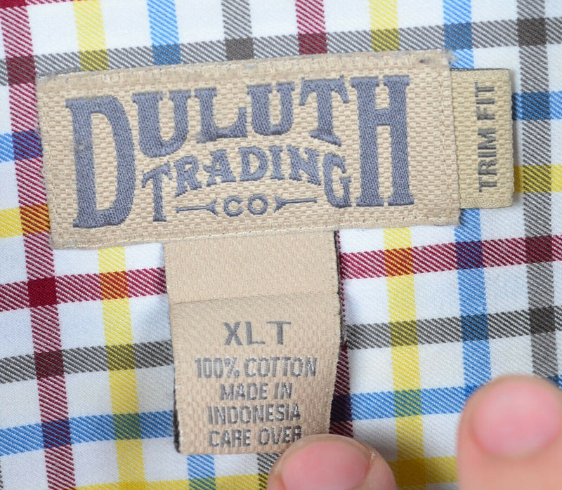 Duluth Trading Men's XLT Tall Trim Fit Multicolor Plaid Check Button-Down Shirt