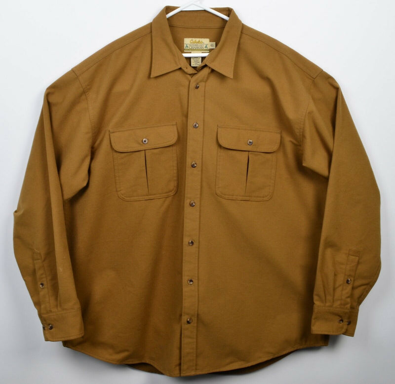 Cabela's Men's 2XLT (2XL Tall) Deerskin Soft Chamois Brown Heavy Flannel Shirt