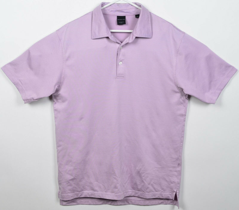 Dunning Golf Men's Large Regular Fit Pink Striped CoolMax Polyester Wicking Polo