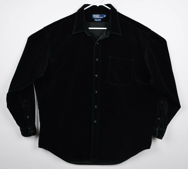 Polo Ralph Lauren Men's Sz XL Velvet Velour Solid Black "Lowell Sport" Shirt