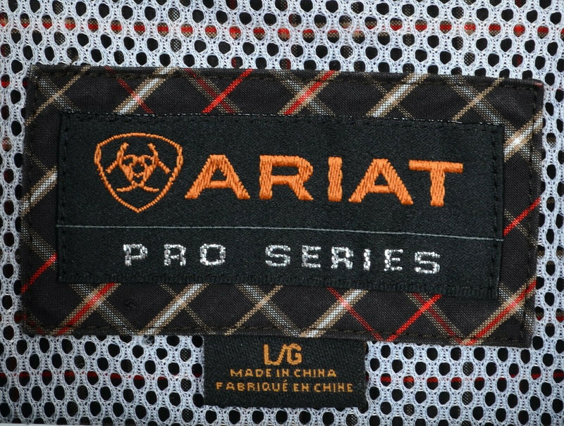 Ariat Pro Series Men's Large Brown Plaid Rodeo Western Button-Down Shirt