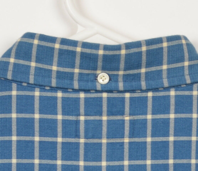 GANT Rugger Men's Large The Hugger Indigo Oxford Blue Plaid Button-Down Shirt
