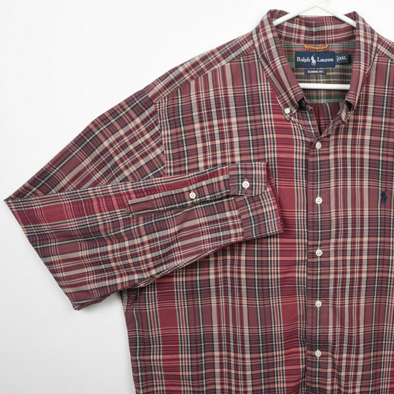 Polo Ralph Lauren Men's 2XL Classic Fit Red Plaid Pony Button-Down Shirt