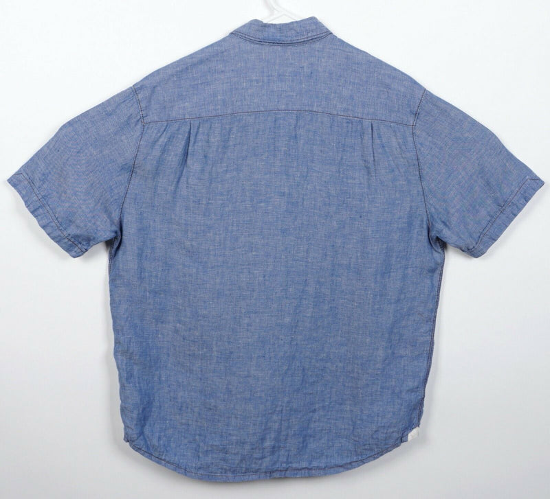 Tommy Bahama Relax Men's Medium 100% Linen Blue Button-Front Shirt