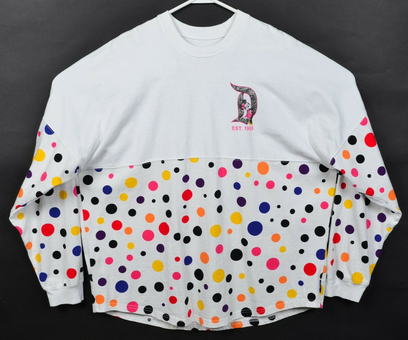 Disney Parks Adult XL Disneyland Spirit Jersey Colorful Polka Dot Glitter Shirt