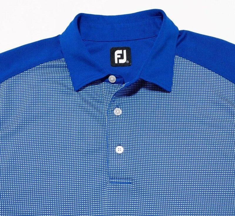 FootJoy XXL Golf Shirt Mens Polo Blue Two-Tone Polka Dot Wicking Performance 2XL