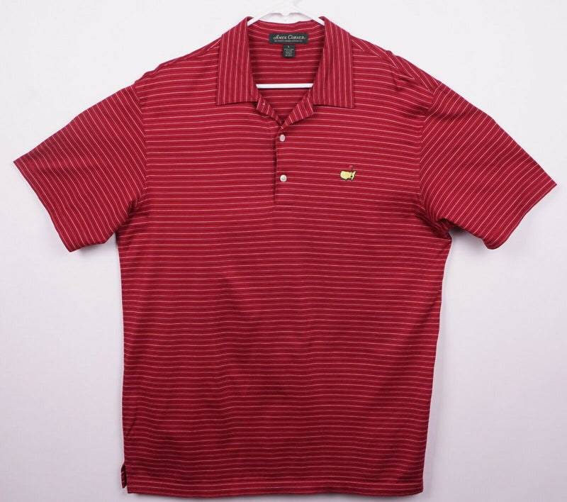 Amen Corner Men's Sz Large Masters Golf Tournament Red Striped Pima Polo Shirt