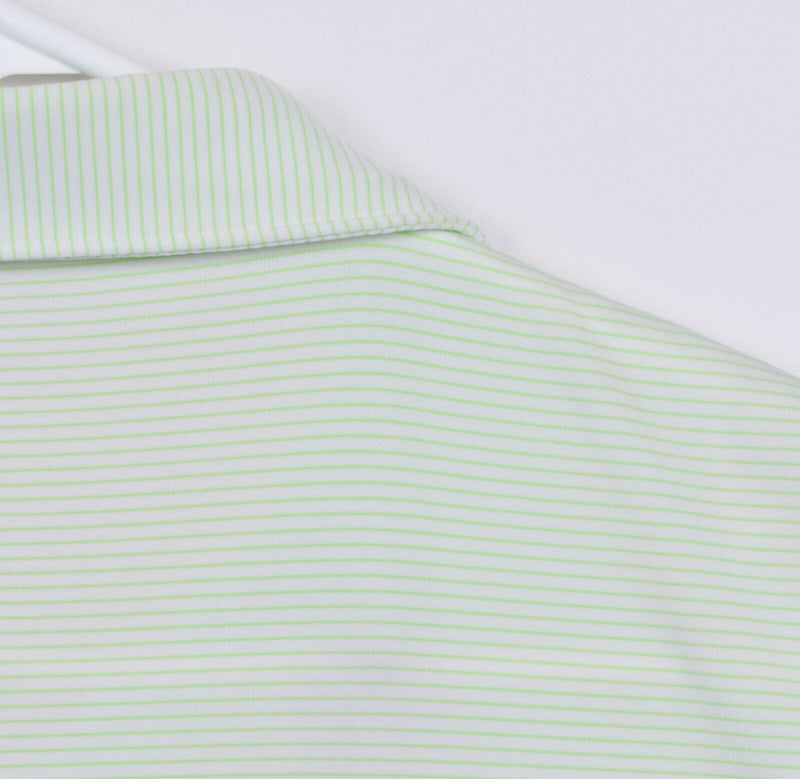 Peter Millar Men's Sz Large Summer Comfort Green White Striped Golf Polo Shirt
