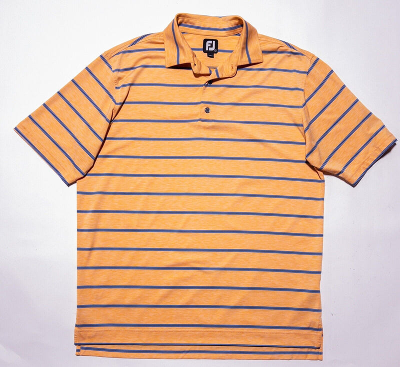 FootJoy Golf Shirt Large Men's Polo Wicking Stretch Performance Orange Striped