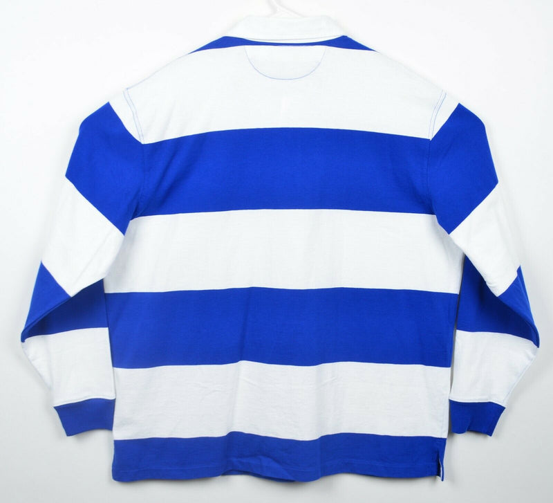 Polo Ralph Lauren Men's 2XB Blue White Chunky Stripe Long Sleeve Rugby Shirt