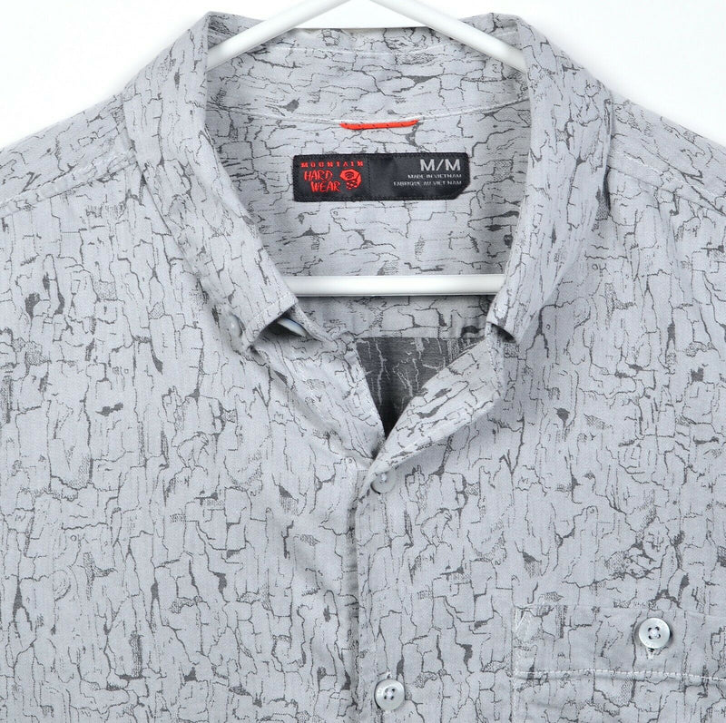 Mountain Hardwear Men's Medium Gray Rock Geometric Print Button-Down Shirt