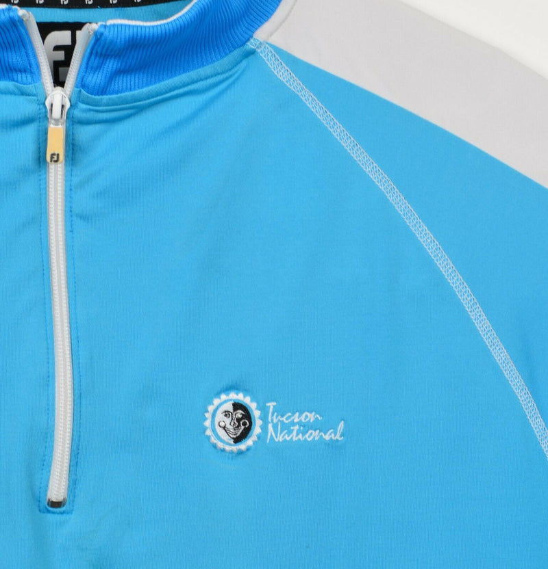 FootJoy Men's XL 1/4 Zip Blue White Nylon Wicking Performance FJ Golf Jacket