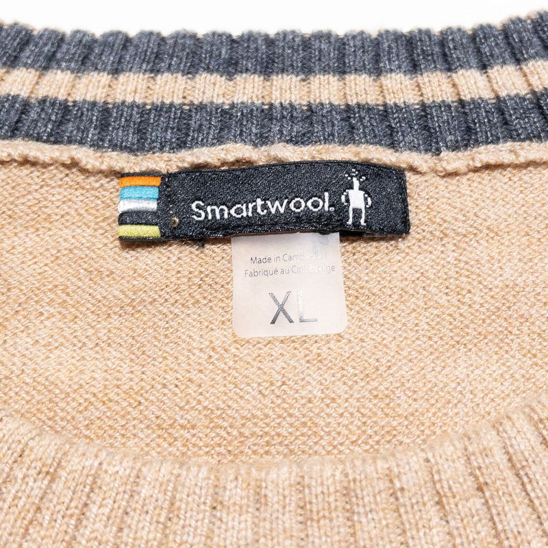 Smartwool Sweater Men's XL Wool Blend Crewneck Pullover Knit Light Brown Sand