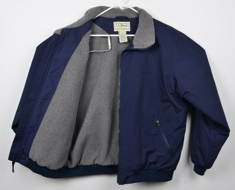 LL Bean Men's Large Fleece Lined Navy Blue Full Zip Warm-Up Jacket 0UF43