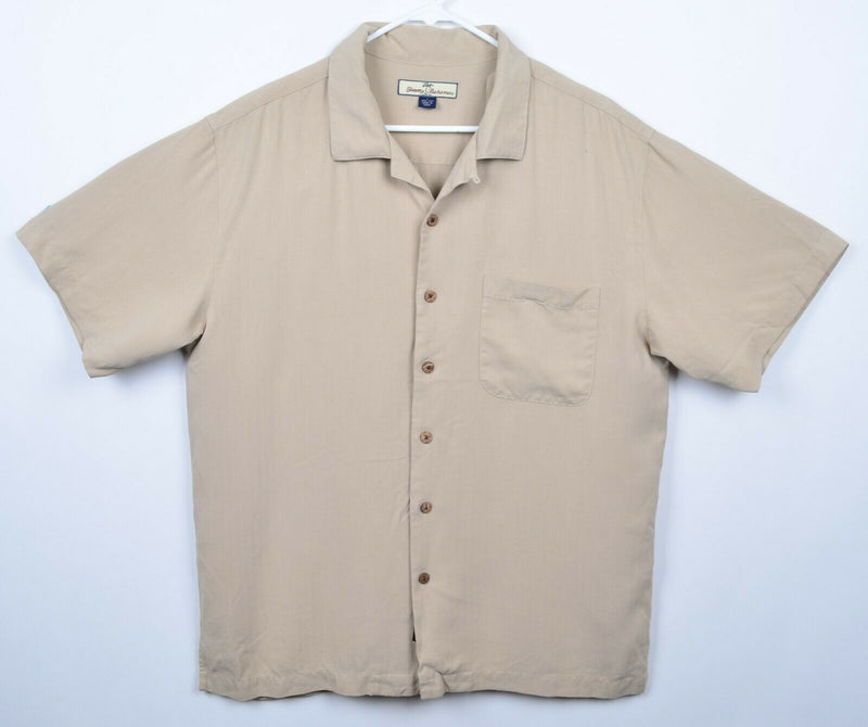 Tommy Bahama Men's Large 100% Silk Back Embroidered "Swizzle Inn" Hawaiian Shirt