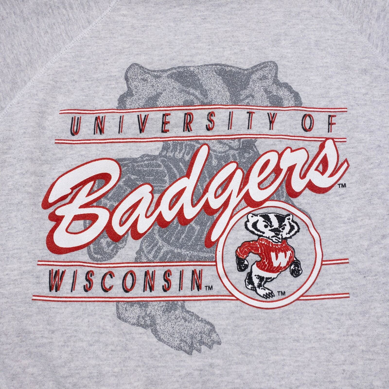 Vintage Wisconsin Badgers Sweatshirt Men's XL 80s Crewneck Gray Graphic Mascot