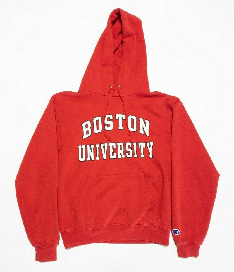 Boston University Champion Solid Red Vintage 90s College Hoodie Men's Small