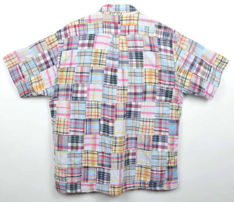 Brooks Brothers Men's Sz Large Patchwork Plaid Short Sleeve Button-Down Shirt