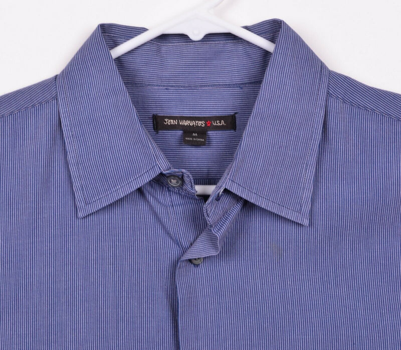 John Varvatos USA Men's Medium Blue Micro Striped Long Sleeve Pocket Shirt