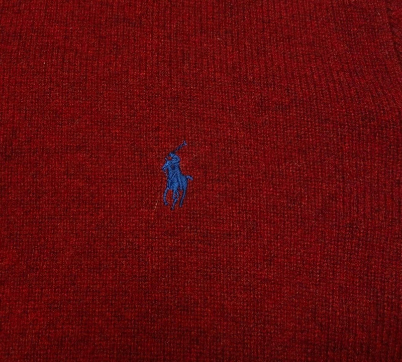 Polo Ralph Lauren Sweater Men's Medium Lambswool Collared Red Knit