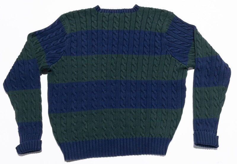 Polo Ralph Lauren Cable-Knit Sweater Men's 2XL Striped Crewneck Green Blue