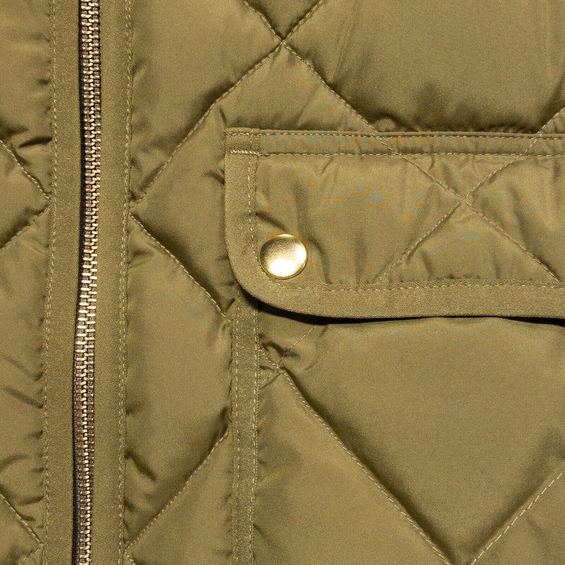 J. Crew Down Vest Women's Medium Quilted Full Zip Olive Green Excursion B0109