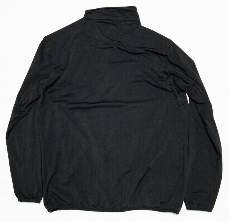 Straight Down Jacket Men's Large Golf 1/4 Zip Solid Black Fleece Pullover