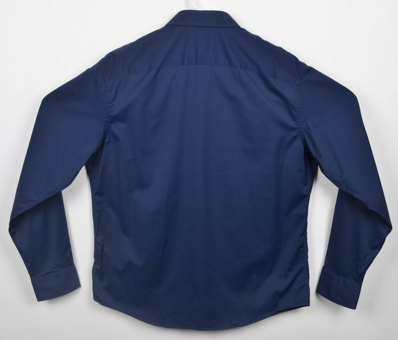 UNTUCKit Men's Large Nylon Wicking Solid Navy Blue Button Performance Shirt