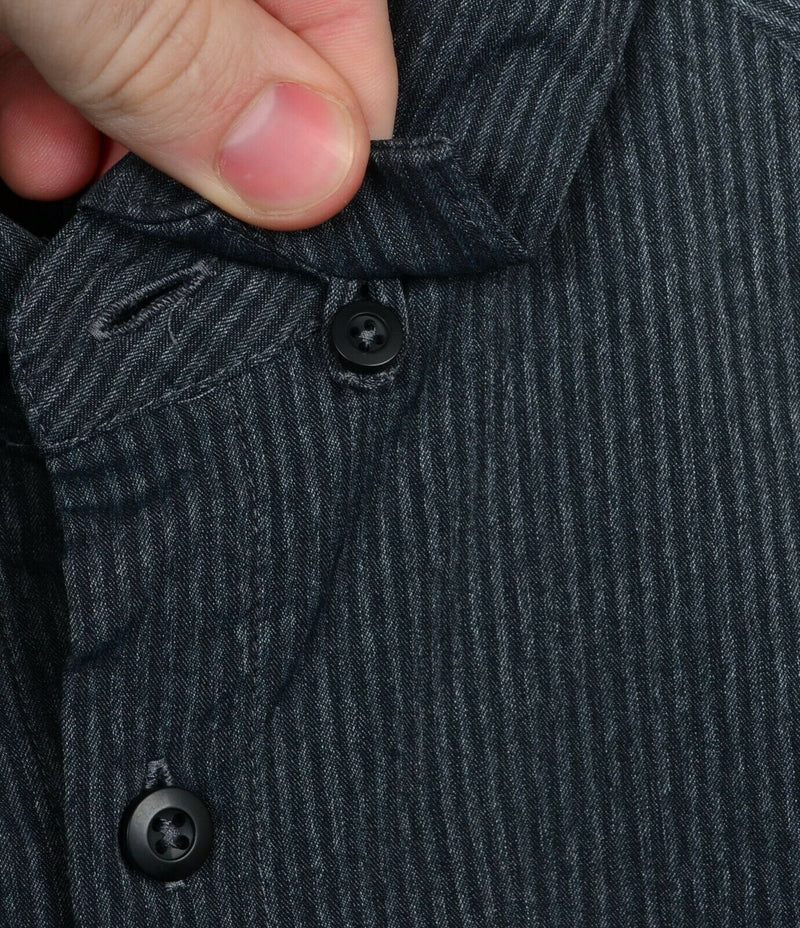 Lululemon Men's XL? Gray Striped Long Sleeve Button-Down Athleisure Shirt