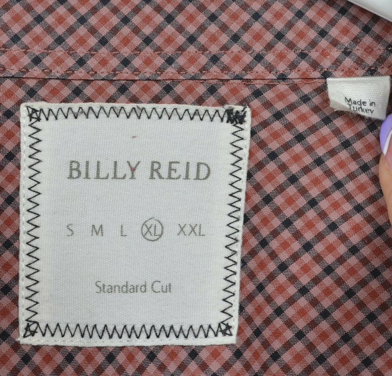 Billy Reid Men's XL Standard Cut Red Navy Check Casual Button-Front Shirt