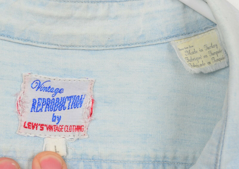 Levi’s Vintage Reproduction Men's Sz Large LVC Denim Distressed Worn Work Shirt