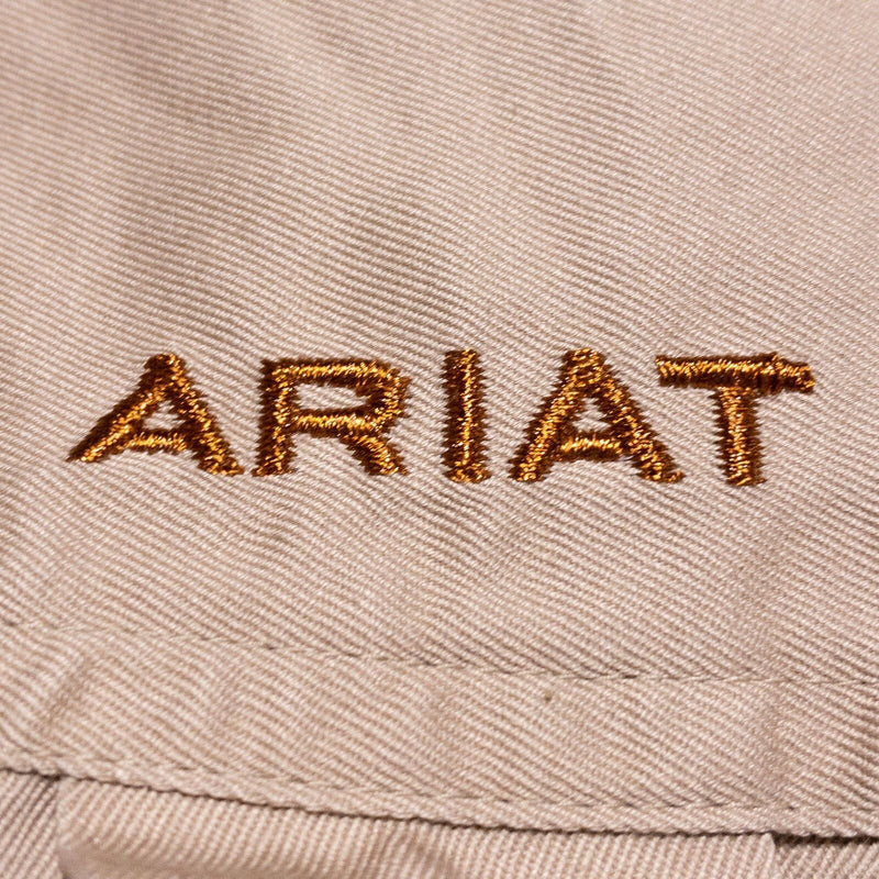 Ariat Shirt Men's Large Western Long Sleeve Button-Down Beige Solid