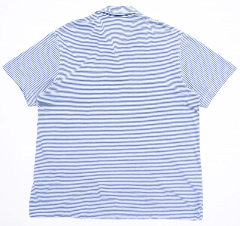 Vineyard Vines Polo Medium Men's Shirt Blue Striped Neon Accent Whale Preppy