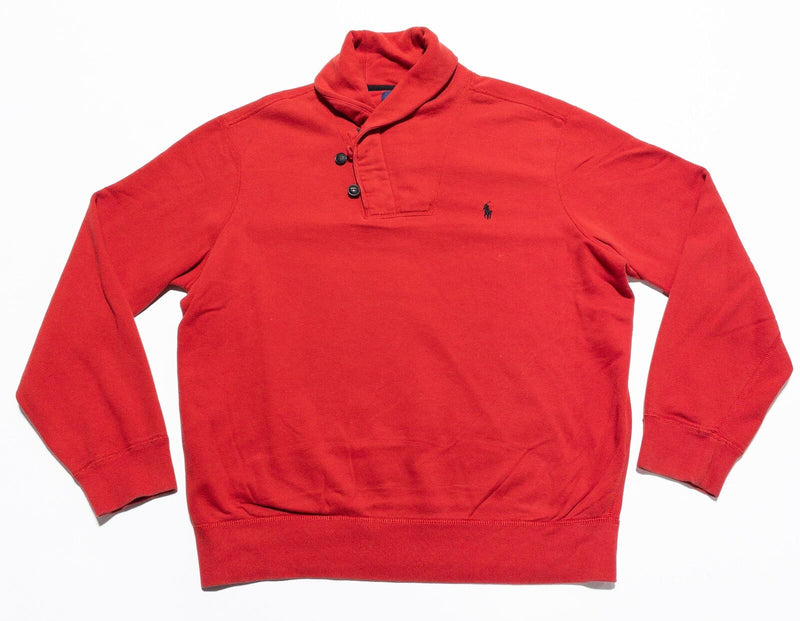 Polo Ralph Lauren Sweater Men's 2XL Shawl Collar Pullover Solid Red 2-Button