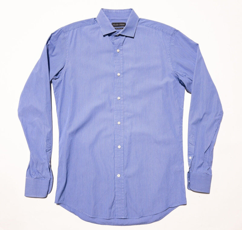 Ralph Lauren Black Label Shirt Men's 15 (Medium) Blue Striped Long Sleeve Italy