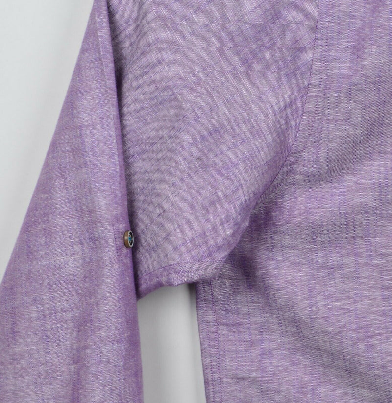 Ted Baker London Men's Sz 6 2XL Linen Blend Flip Cuff Purple Button-Front Shirt