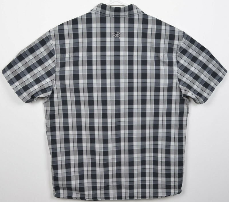 Arc'teryx Men's Large Gray Black Plaid Cotton Blend Hiking Button-Front Shirt