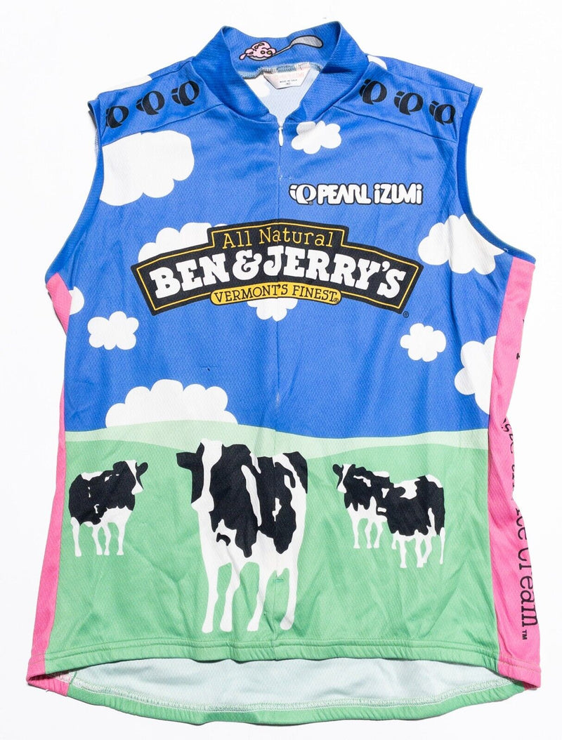 Ben and Jerry’s Cycling Jersey Women's Medium Pearl Izumi Sleeveless Cows Italy