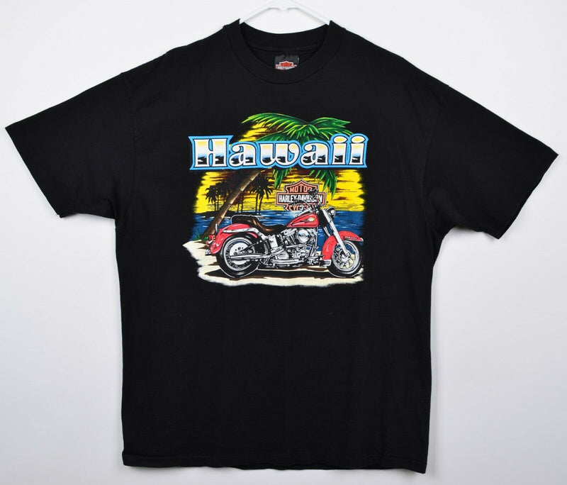 Vintage 90s Harley-Davidson Men's Sz XL Hawaii Palm Tree Double-Sided T-Shirt