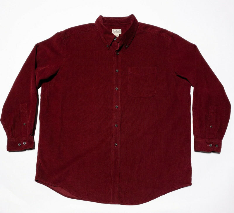 L.L. Bean Corduroy Shirt Maroon Red Long Sleeve Button-Down Men's XL