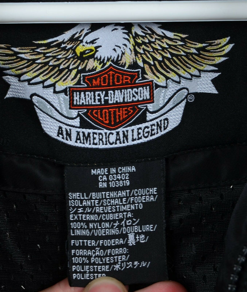 Harley-Davidson Men's XL Flames Full Zip Biker Motorcycle Black Bomber Jacket