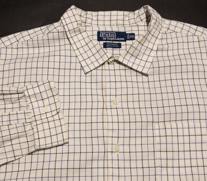 Polo Ralph Lauren Shirt Men's 2XL Bonnard Long Sleeve White Graph Check Button